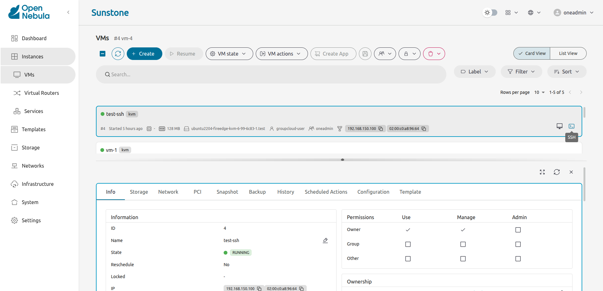 fireedge_sunstone_ssh_list